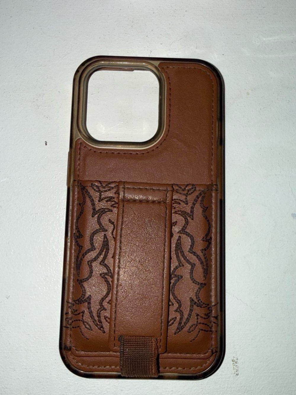 Premium Brown Leather Phone Case with Card Strap